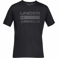 Under Armour Мъжка Тениска Team Wordmark Short Sleeve T Shirt Mens Black/Gray Мъжко облекло за едри хора