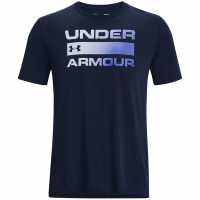 Under Armour Мъжка Тениска Team Wordmark Short Sleeve T Shirt Mens Acdmy/Grphte Мъжко облекло за едри хора