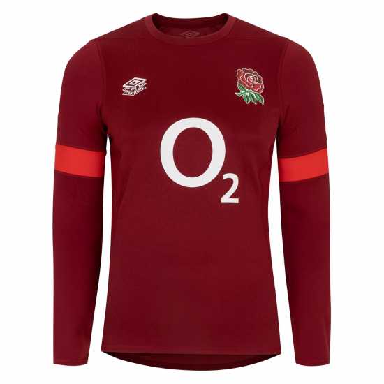 Umbro England Long Sleeve Training Shirt 2023 Mens Тиб Червено/Ален Мъжко облекло за едри хора