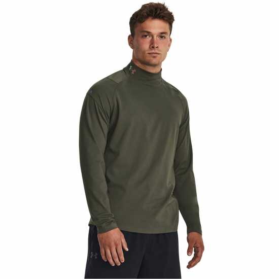 Under Armour Мъжка Блуза Основен Слой Coldgear Rush Mock Base Layer Top Mens Green Мъжки ризи