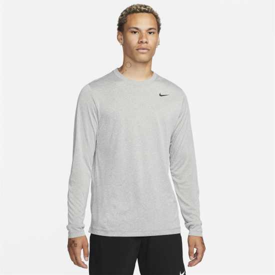 Nike Мъжка Риза Legend Long Sleeve T-Shirt Mens Сиво/Сребро Мъжки тениски с яка