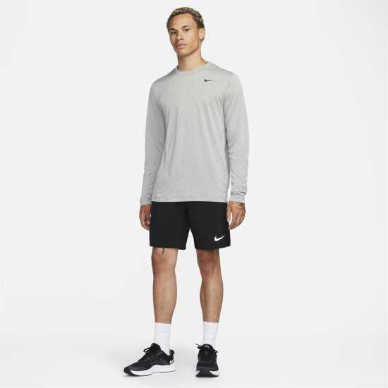Nike Мъжка Риза Legend Long Sleeve T-Shirt Mens Сиво/Сребро Мъжки тениски с яка