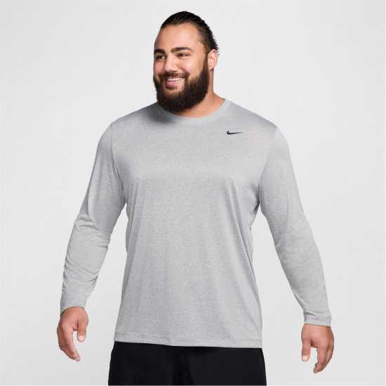Nike Мъжка Риза Legend Long Sleeve T-Shirt Mens Сиво/Сребро Мъжки тениски с яка