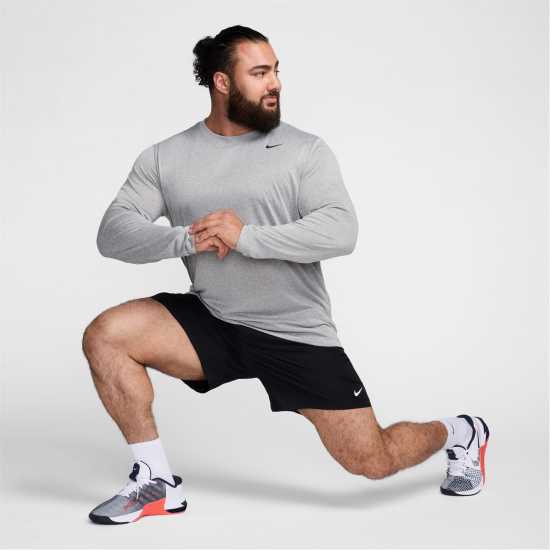 Nike Мъжка Риза Legend Long Sleeve T-Shirt Mens Сиво/Сребро Мъжки тениски с яка