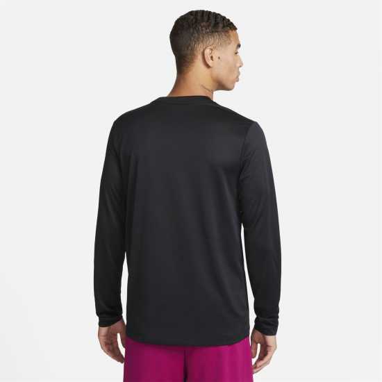 Nike Мъжка Риза Legend Long Sleeve T-Shirt Mens Черно/сребро Мъжки тениски с яка