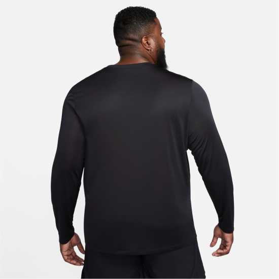 Nike Мъжка Риза Legend Long Sleeve T-Shirt Mens Черно/сребро Мъжки тениски с яка