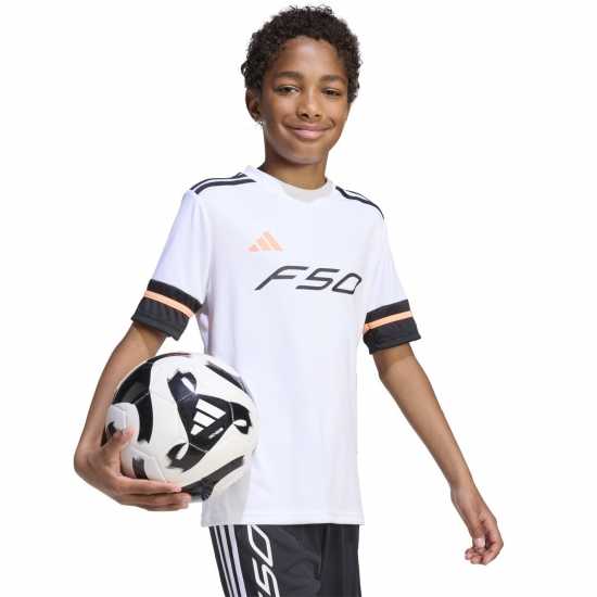 Adidas F50 Short Sleeve Training Shirt Juniors White/Black 