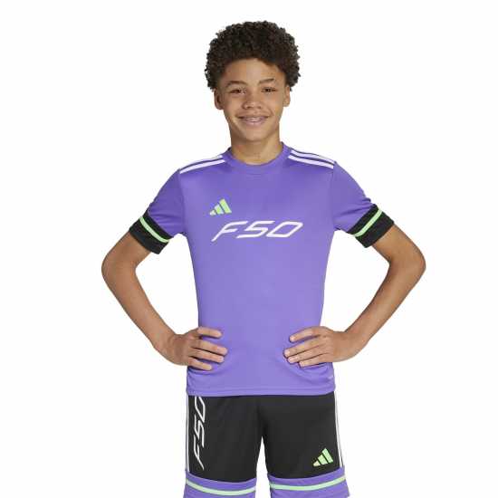 Adidas F50 Short Sleeve Training Shirt Juniors Лилаво/Черно Adidas F50 Short Sleeve Training Shirt Juniors Лилаво/Черно