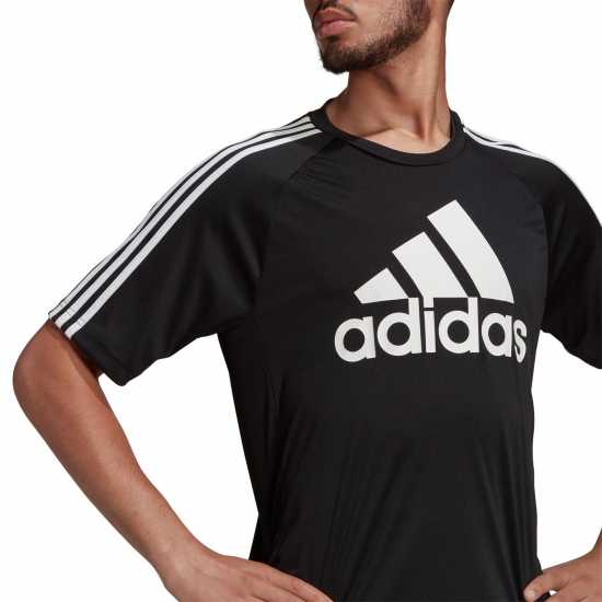 Adidas Мъжка Тениска Sereno Logo T Shirt Mens Black/White Мъжки ризи