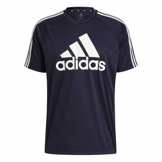 Adidas Мъжка Тениска Sereno Logo T Shirt Mens Морско синьо/Бяло Мъжки тениски с яка
