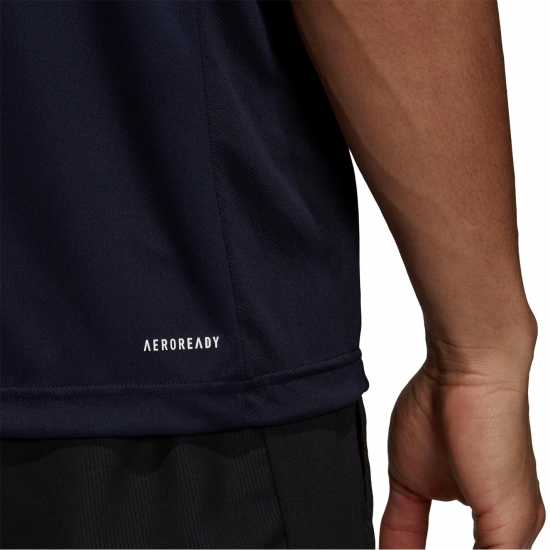 Adidas Мъжка Тениска Sereno Logo T Shirt Mens Морско синьо/Бяло Мъжки тениски с яка