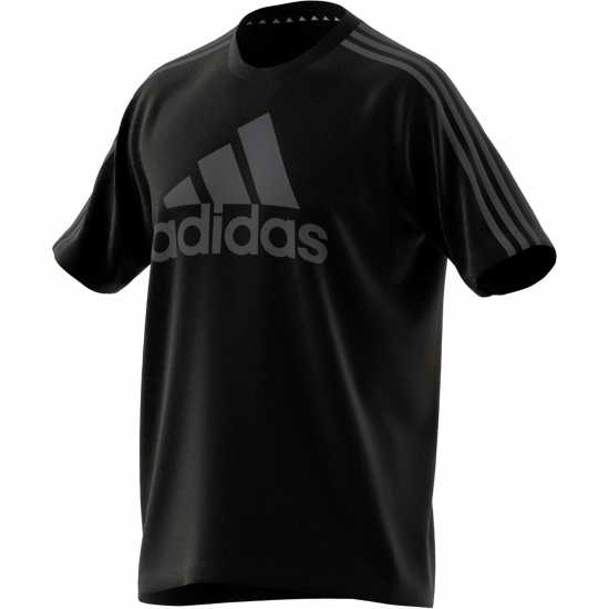 Adidas Мъжка Тениска Sereno Logo T Shirt Mens Black/Grey Мъжки ризи