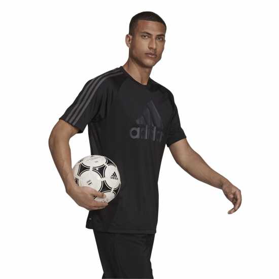 Adidas Мъжка Тениска Sereno Logo T Shirt Mens Black/Grey Мъжки ризи
