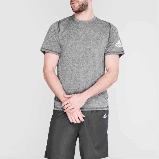 Adidas Мъжка Риза Train Essentials Stretch Training T-Shirt Mens Сиво марл/черно Мъжки тениски с яка