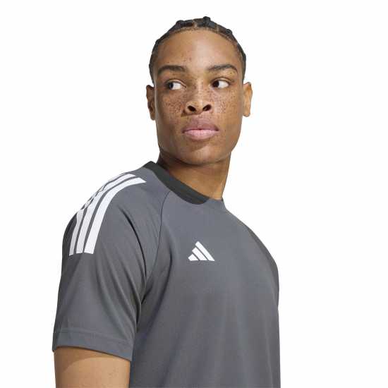 Adidas Мъжка Риза Classic 3 Stripe Sereno T-Shirt Mens Charcoal/White 