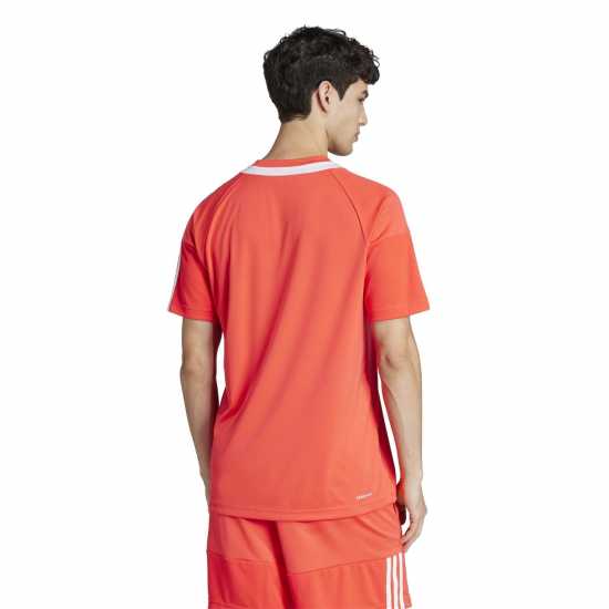 Adidas Мъжка Риза Classic 3 Stripe Sereno T-Shirt Mens Ярко червено/Бяло 