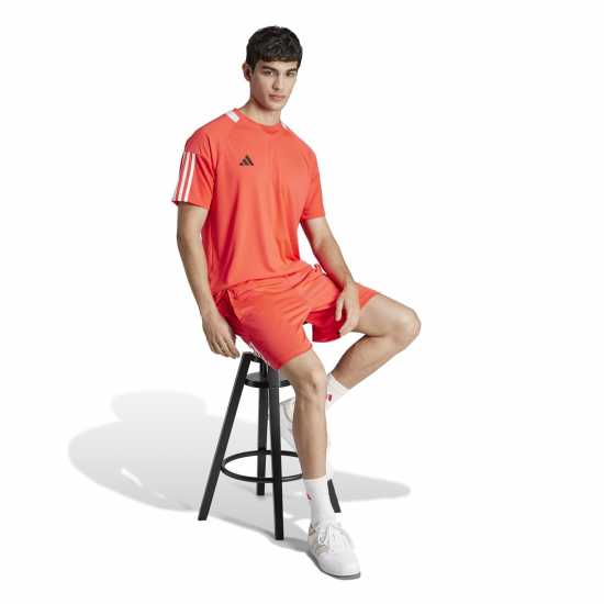 Adidas Мъжка Риза Classic 3 Stripe Sereno T-Shirt Mens Ярко червено/Бяло 