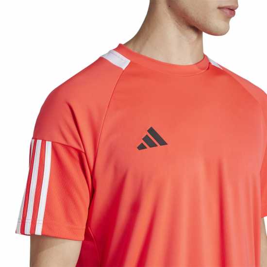 Adidas Мъжка Риза Classic 3 Stripe Sereno T-Shirt Mens Ярко червено/Бяло 