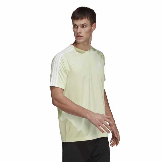 Adidas Мъжка Тениска Classic 3 Stripe Sereno T Shirt Mens Almost Lime Мъжки тениски с яка