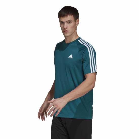 Adidas Мъжка Тениска Classic 3 Stripe Sereno T Shirt Mens Legacy Teal Мъжки тениски и фланелки