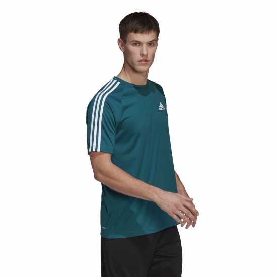 Adidas Мъжка Тениска Classic 3 Stripe Sereno T Shirt Mens Legacy Teal Мъжки тениски и фланелки