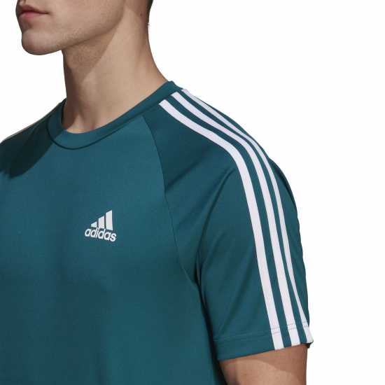 Adidas Мъжка Тениска Classic 3 Stripe Sereno T Shirt Mens Legacy Teal Мъжки тениски и фланелки