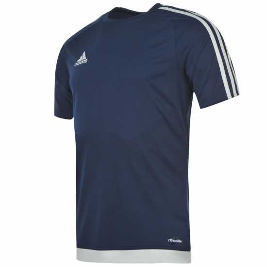 Adidas Мъжка Тениска Classic 3 Stripe Sereno T Shirt Mens Navy/White Мъжки тениски с яка