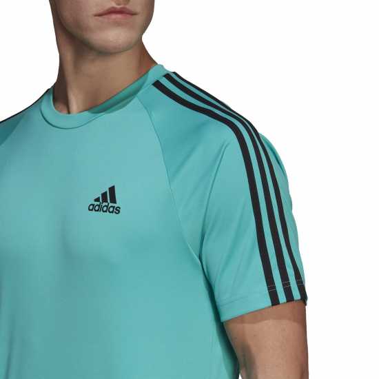 Adidas Мъжка Риза Classic 3 Stripe Sereno T-Shirt Mens Олива Страта 