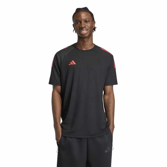 Adidas Мъжка Риза Classic 3 Stripe Sereno T-Shirt Mens Red/Black 