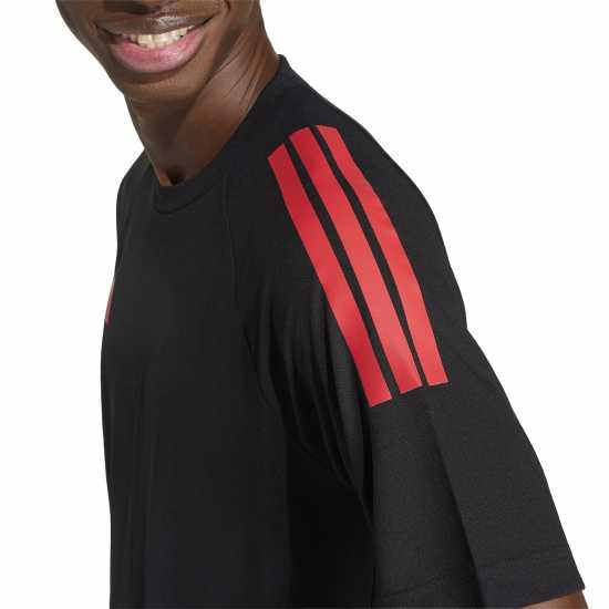 Adidas Мъжка Риза Classic 3 Stripe Sereno T-Shirt Mens Red/Black 