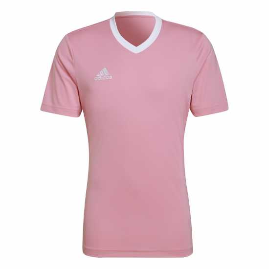 Adidas Entrada 22 Short Sleeve Jersey Top Mens Pink Мъжки ризи