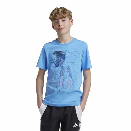 Adidas Messi Football Graphic T-Shirt Juniors Adidas Messi Football Graphic T-Shirt Juniors