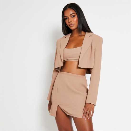 Isawitfirst Textured Crop Blazer  