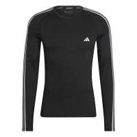 Adidas Мъжка Блуза Techfit 3 Stripe Long Sleeve T Shirt Mens  Мъжки тениски и фланелки