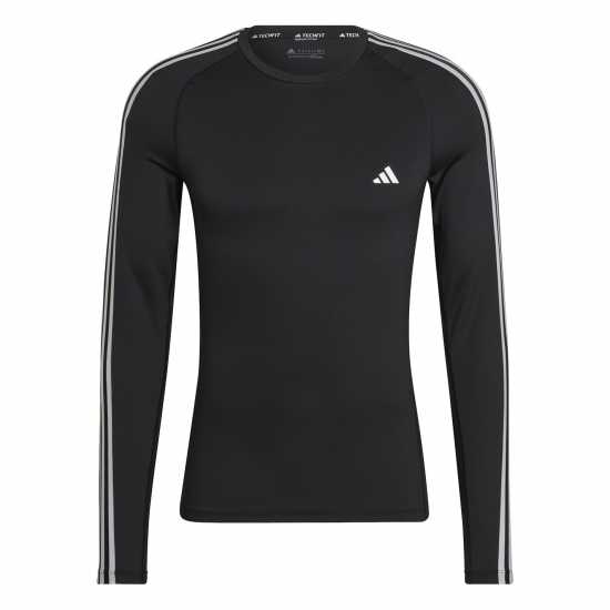Мъжки тениски и фланелки Adidas Мъжка Блуза Techfit 3 Stripe Long Sleeve T Shirt Mens Adidas Мъжка Блуза Techfit 3 Stripe Long Sleeve T Shirt Mens Мъжки тениски и фланелки