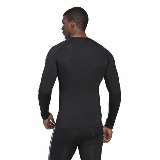 Мъжки тениски и фланелки Adidas Мъжка Блуза Techfit 3 Stripe Long Sleeve T Shirt Mens Adidas Мъжка Блуза Techfit 3 Stripe Long Sleeve T Shirt Mens Мъжки тениски и фланелки