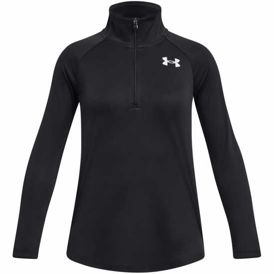 Under Armour Kids' Tech Graphic Long Sleeve Half Zip Oversized Fit Performance Training Jacket Черно/сребро Under Armour Kids' Tech Graphic Long Sleeve Half Zip Oversized Fit Performance Training Jacket Черно/сребро