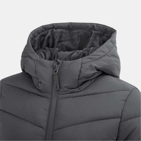 Slazenger Дамско Яке Mid-Length Padded Jacket Womens Charcoal Slazenger Дамско Яке Mid-Length Padded Jacket Womens Charcoal