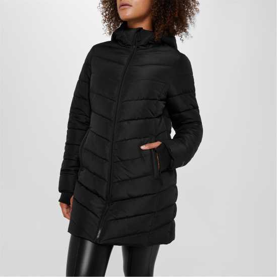 Slazenger Дамско Яке Mid-Length Padded Jacket Womens Черно Дамски якета и палта