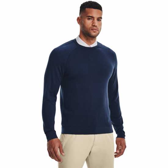 Under Armour Мъжки Пуловер Обло Деколте Intelliknit Crew Sweater Mens Blue Мъжко облекло за едри хора