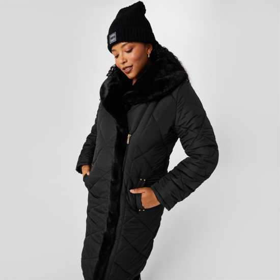 Biba Ватирано Палто Quilted Coat Черно Дамски якета и палта