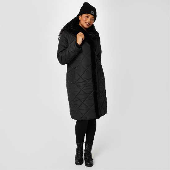 Biba Ватирано Палто Quilted Coat Черно Дамски якета и палта
