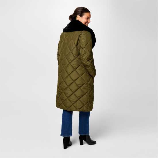 Biba Ватирано Палто Quilted Coat Хаки Дамски якета и палта