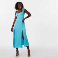 Средна Рокля Jack Wills Shoulder Tie Midi Dress Turquoise Дамски поли и рокли