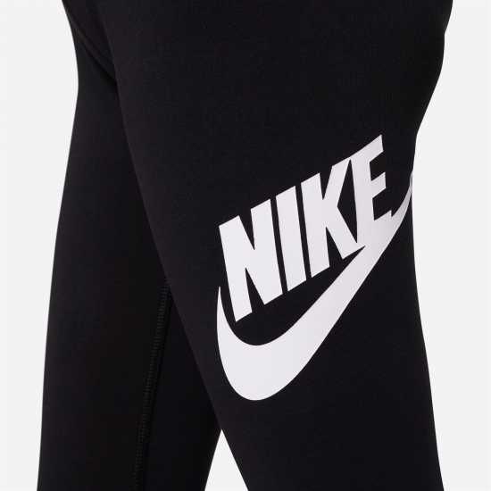 Nike Sportswear Essential Big Kids' (Girls') Mid-Rise Leggings Черно/Бяло 
