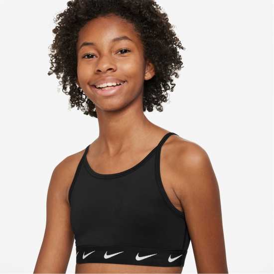 Nike Dri-FIT One Big Kids' (Girls') Sports Bra Черно/Бяло 