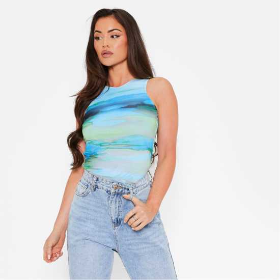 I Saw It First Mesh Racer Neck Top  Дамски потници