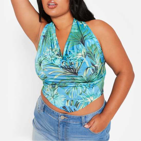 I Saw It First Slinky Halter Cowl Neck Top Tropical Print Дамско бельо