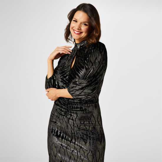 Дамски поли и рокли Biba X Tess Daly Velvet Foil Dress Biba X Tess Daly Velvet Foil Dress Дамски поли и рокли