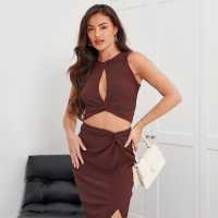 I Saw It First Textured Twist Front Cut Out Crop Top Co-Ord  Дамски потници